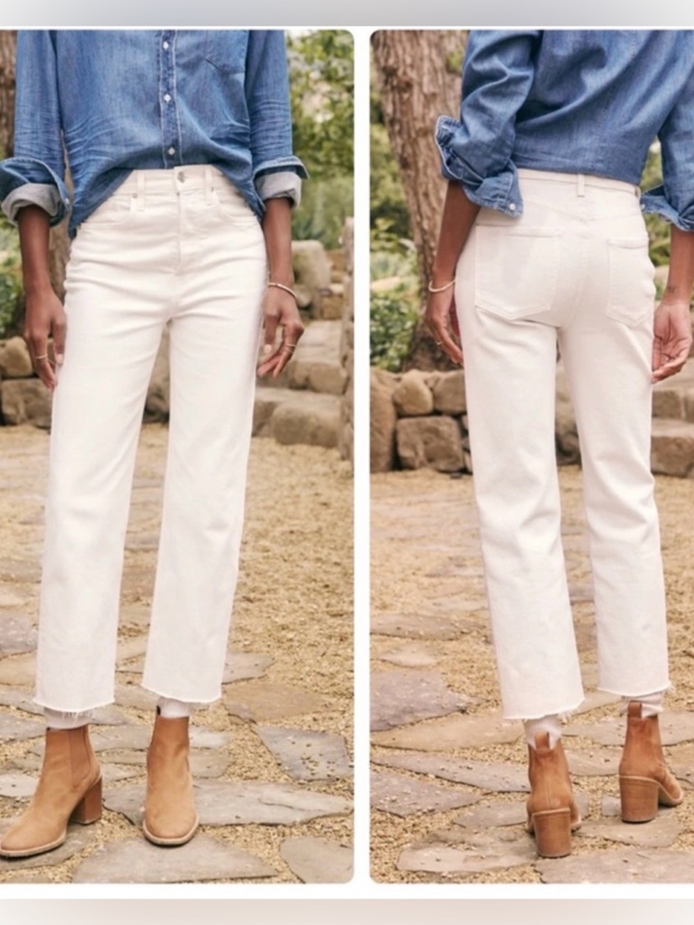 Frank & Eileen White Monaghan Jeans Raw Hem Women’s Size 27